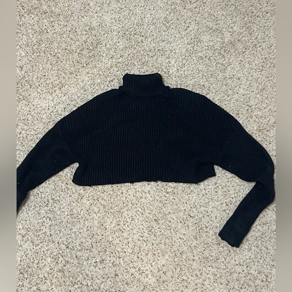 JLUXLABEL - Black Turtle Neck Cropped Sweater